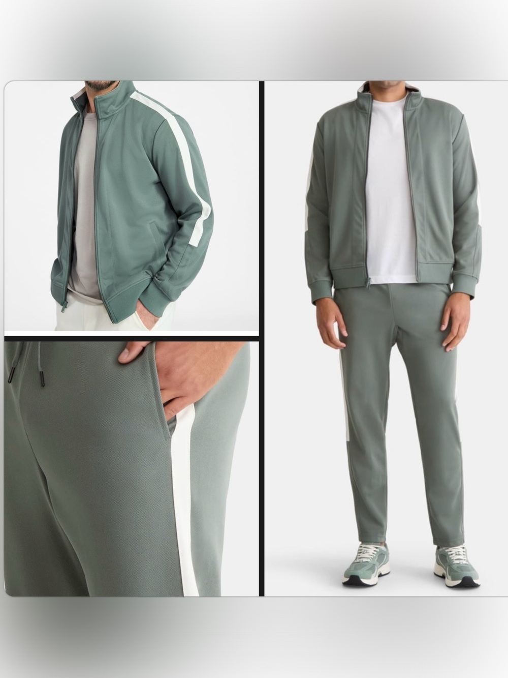 New, Men's Athletics Works Green Track Jacket XL & Pants LG Set with Stripe